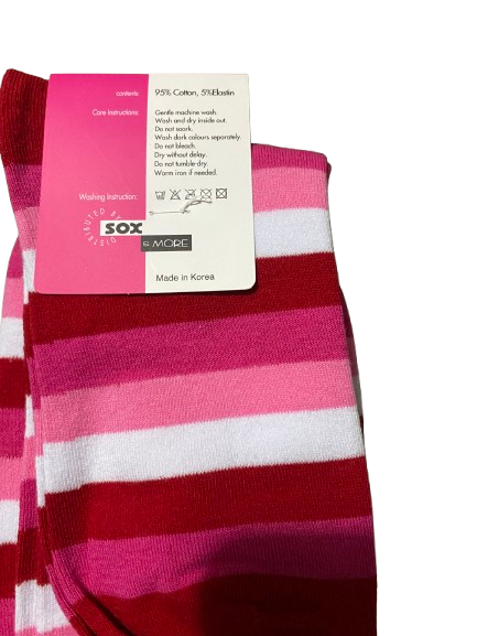 Women Thigh High Socks White Pink Striped Fashionable Socks Ladies Girls Size 2-8