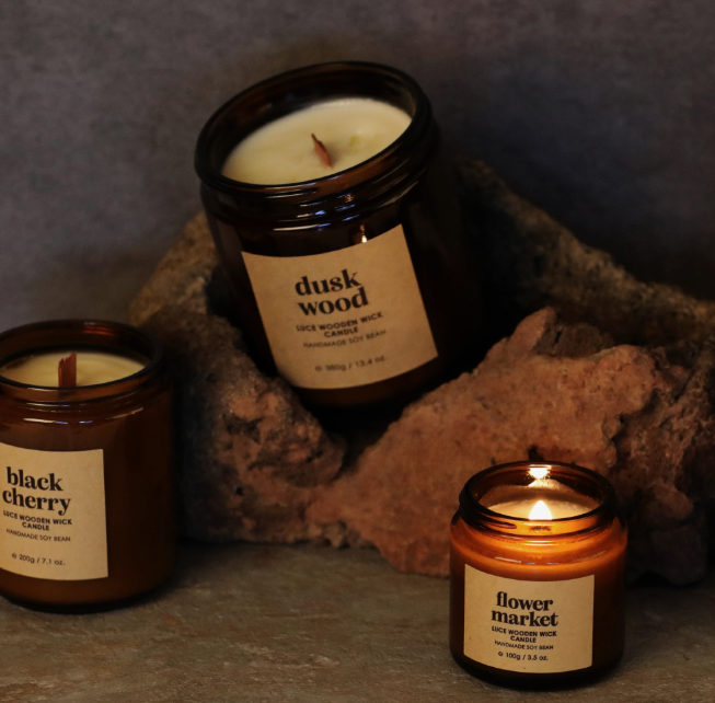 Luce Handmade Soy Bean Wooden Wick Candle 200g