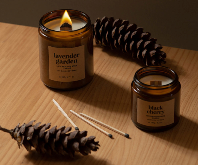 Luce Handmade Soy Bean Wooden Wick Candle 200g