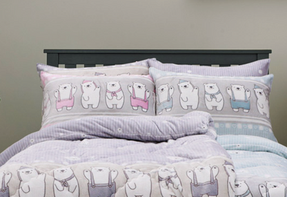 [Kozy House] 5mm Microfibre Burn-out Polar Bears Blanket S/D