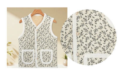[Kozy House] Retro Korean Kimjang Flower Pattern Sherpa-Lined Vest for Winter