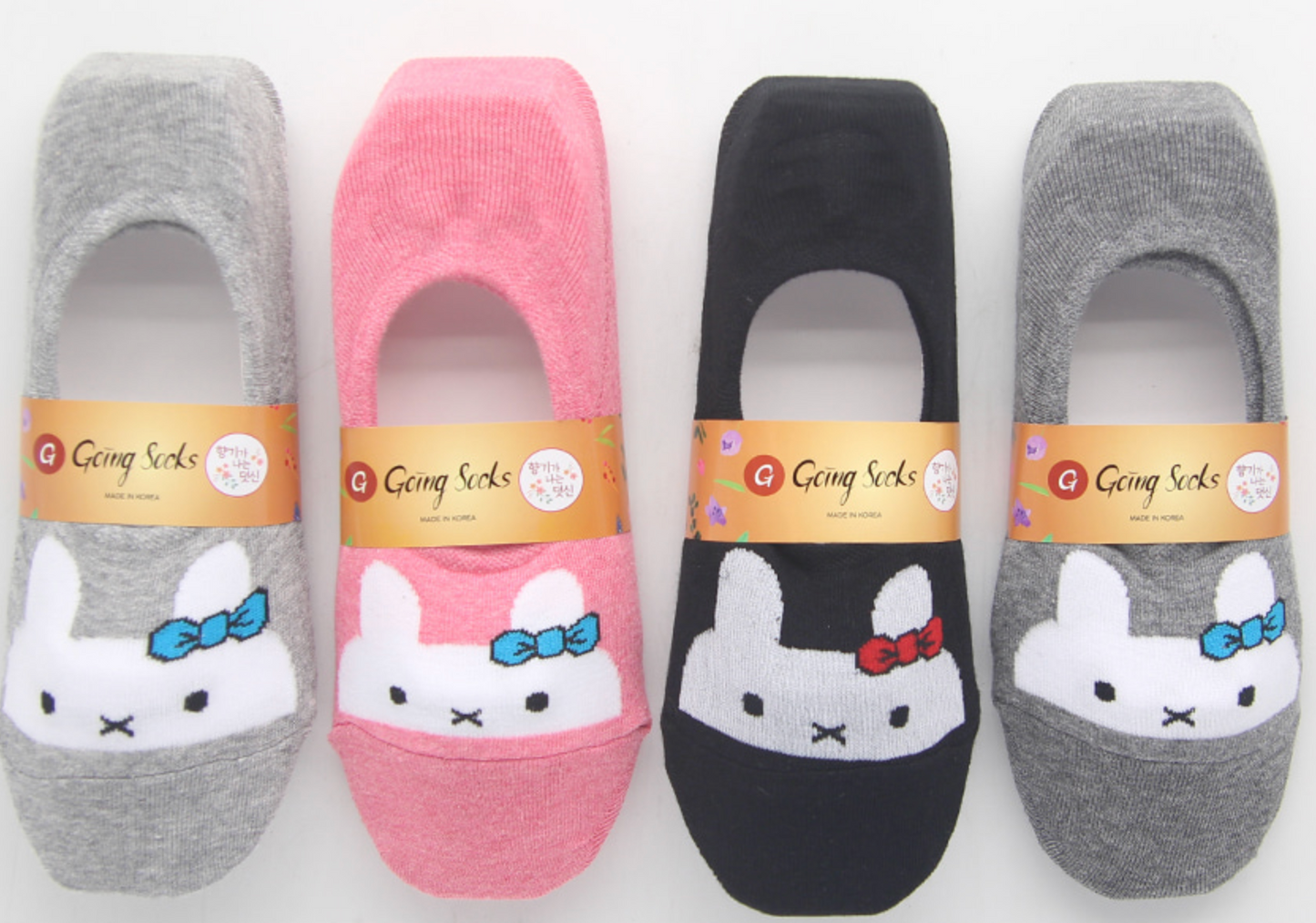[Kozy House] 5 Pairs Pack Women Pastel Ribbon Rabbits Invisible No-Show Socks For Ladies 2-8