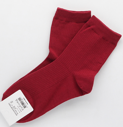 [Kozy House] 3 Pairs Bundle Cotton Vivid Ribbed Fashion Socks for Ladies 2-8