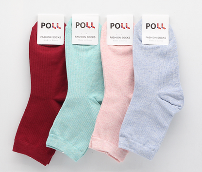 [Kozy House] 3 Pairs Bundle Cotton Vivid Ribbed Fashion Socks for Ladies 2-8