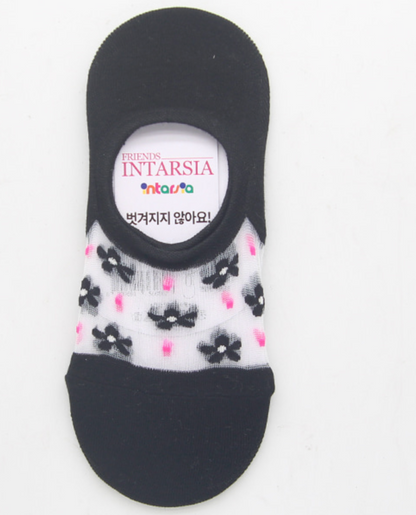 [Kozy House] 5 Pairs Bundle Flower Mesh Top Invisible No Show Socks for Ladies 2-8