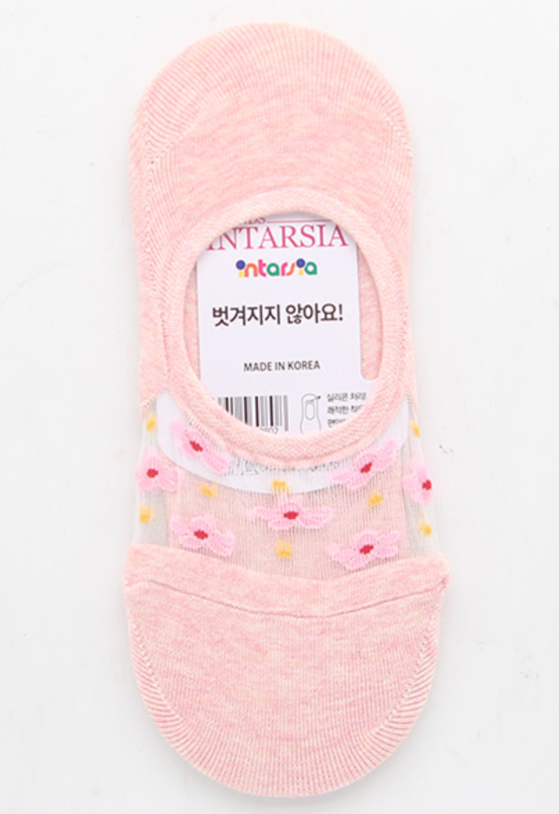 [Kozy House] 5 Pairs Bundle Flower Mesh Top Invisible No Show Socks for Ladies 2-8