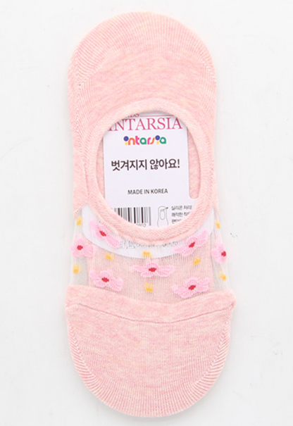 [Kozy House] 5 Pairs Bundle Flower Mesh Top Invisible No Show Socks for Ladies 2-8