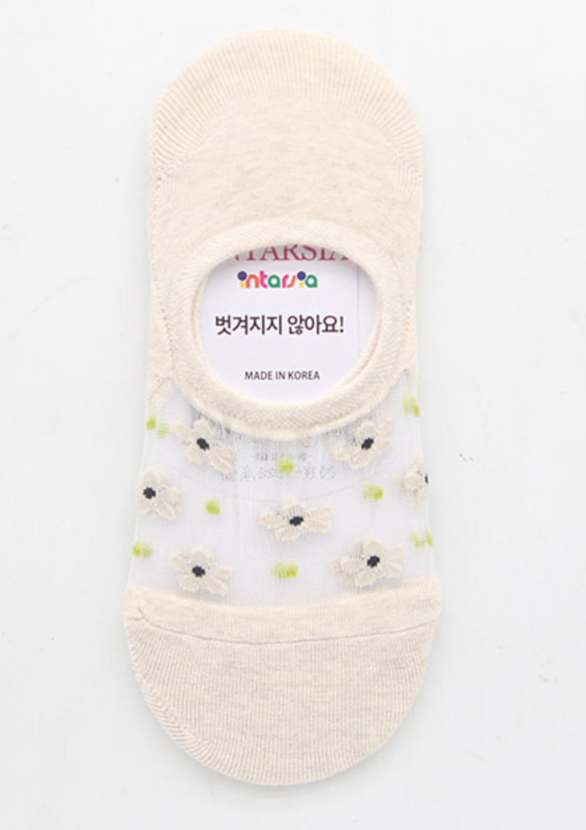 [Kozy House] 5 Pairs Bundle Flower Mesh Top Invisible No Show Socks for Ladies 2-8