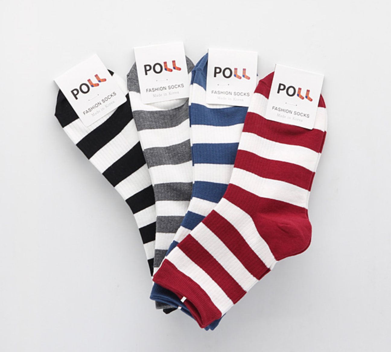 [Kozy House] 3 Pairs Women's Classic Striped Ribbed Crew Socks Size 2-8