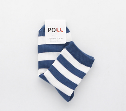 [Kozy House] 3 Pairs Women's Classic Striped Ribbed Crew Socks Size 2-8