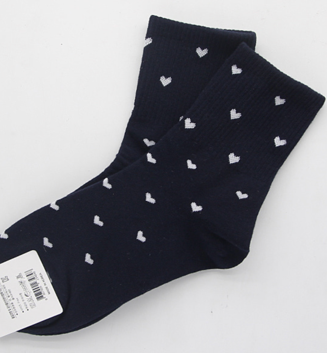 [Kozy House] 3 Pairs Bundle Heart Ribbed Crew Socks Size 2-8