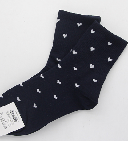 [Kozy House] 3 Pairs Bundle Heart Ribbed Crew Socks Size 2-8