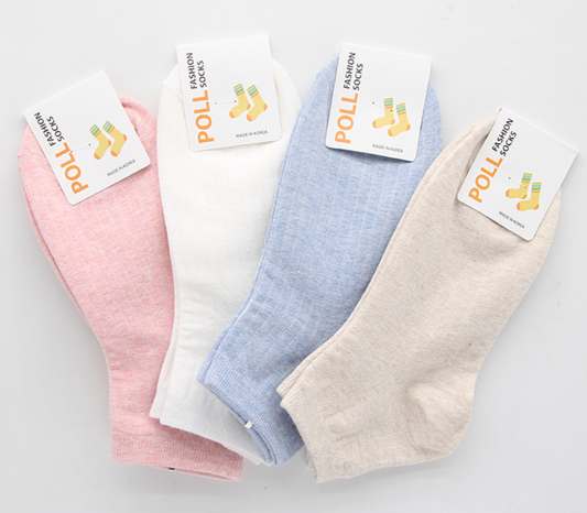[Kozy House] 3 Pairs Women's Pastel Ribbed Ankle Fashion Socks