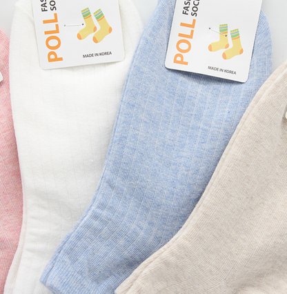 [Kozy House] 3 Pairs Women's Pastel Ribbed Ankle Fashion Socks