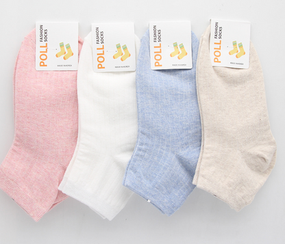 [Kozy House] 3 Pairs Women's Pastel Ribbed Ankle Fashion Socks