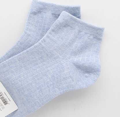 [Kozy House] 3 Pairs Women's Pastel Ribbed Ankle Fashion Socks