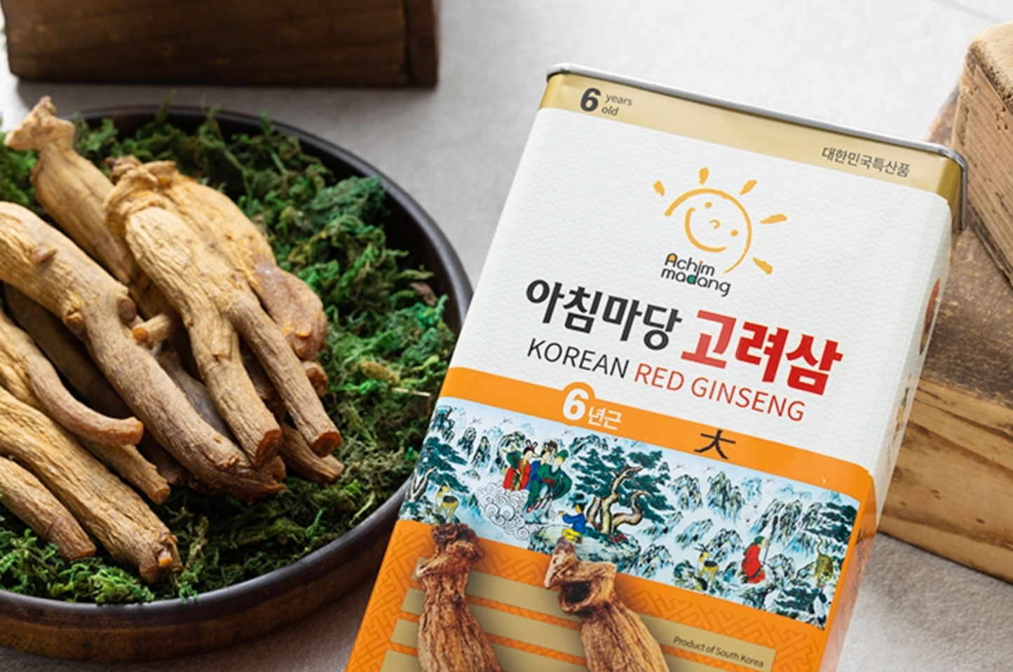 Achimmadang 6 year old Red ginseng can 300g Big Size (15~20 root)