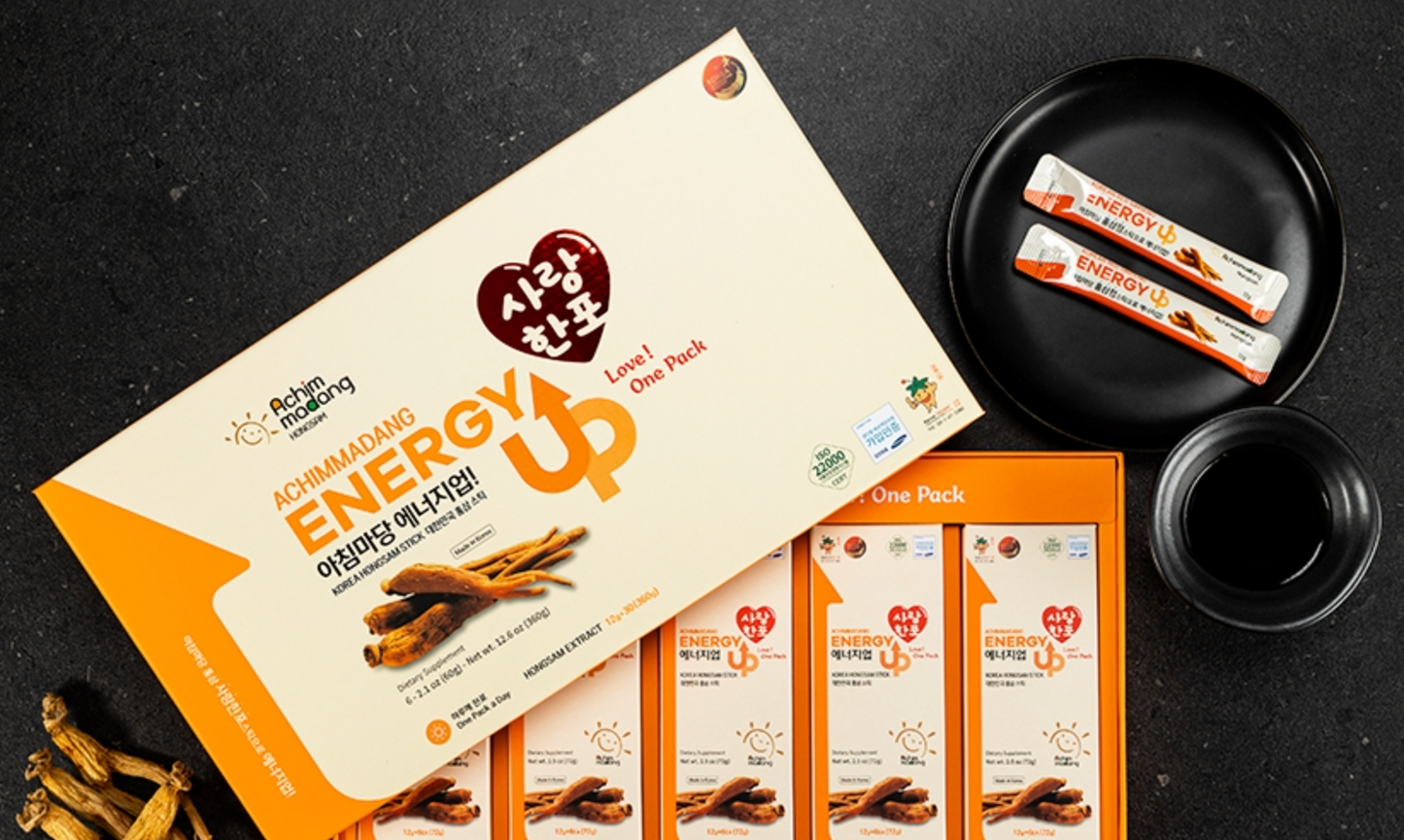 [Achimmadang] Sarang Hanpo Energy Up Korean Red Ginseng Extract Sticks 12g x 30pcs