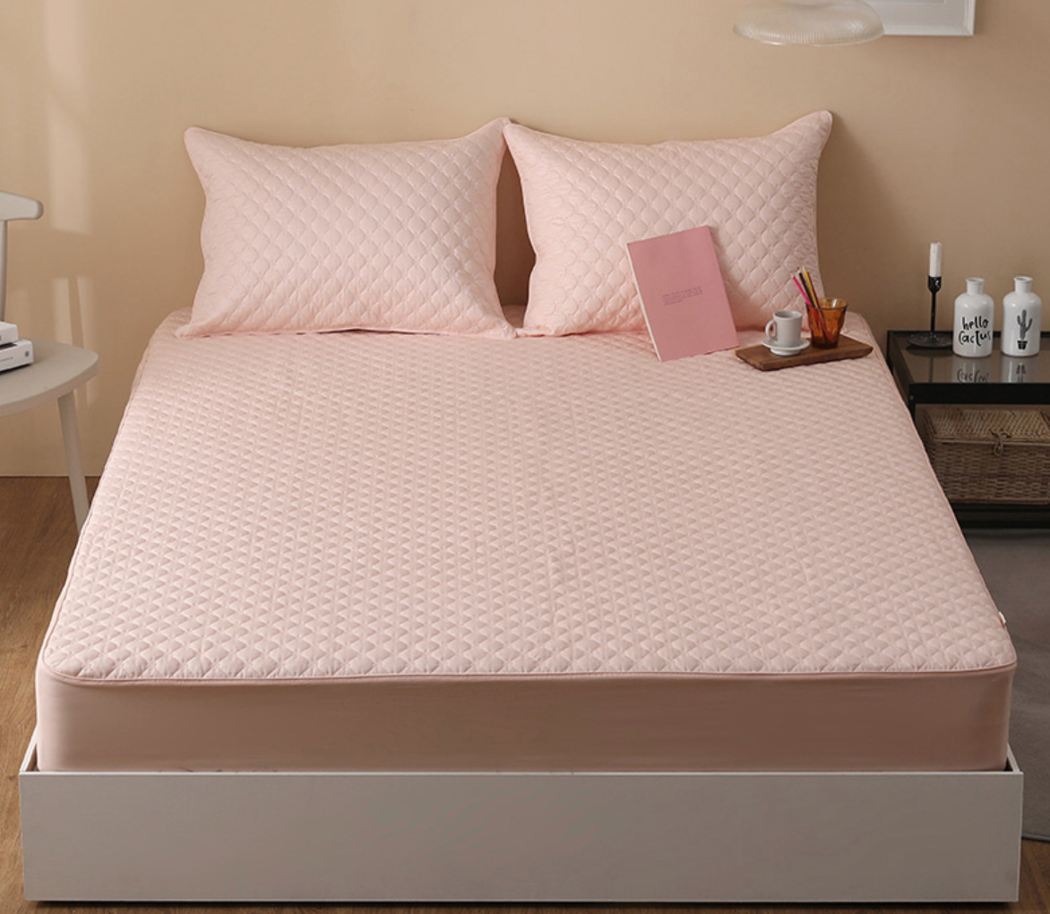 Korean 100% Cotton Quilted Fitted Mattress Cover