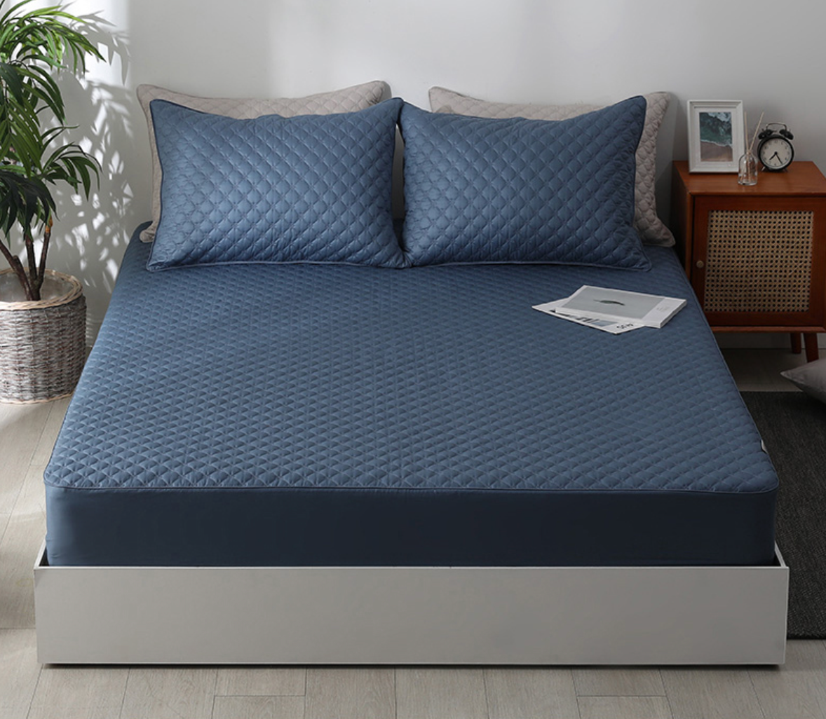 Korean 100% Cotton Quilted Fitted Mattress Cover