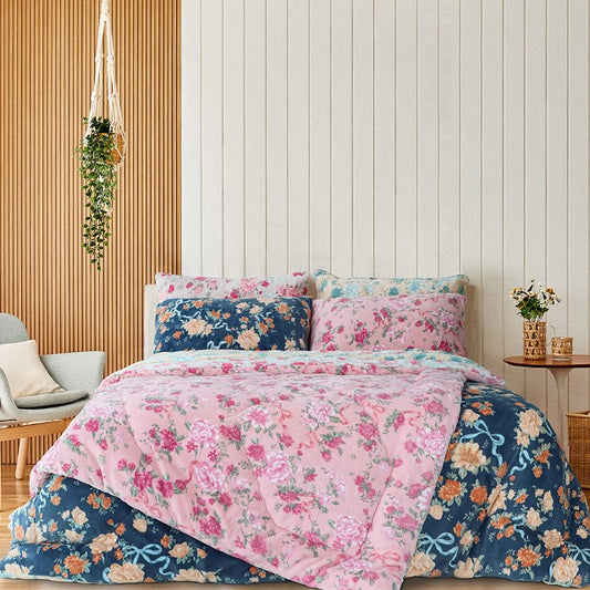 [Kozy House] Rose Blossom Korean Microfibre Blanket S/Q
