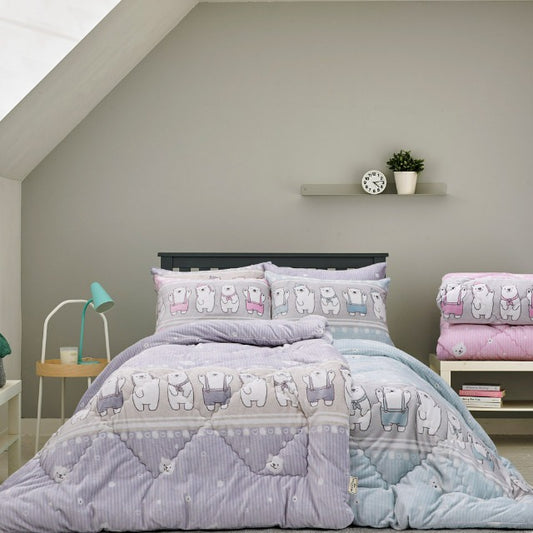 [Kozy House] 5mm Microfibre Burn-out Polar Bears Blanket S/D