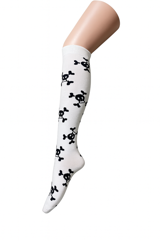 Halloween Skull Pattern Costume Knee High Socks Size-2-8