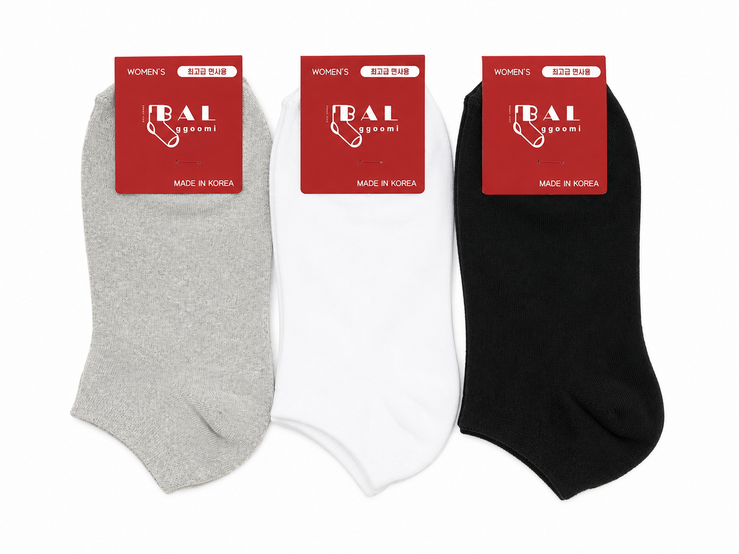 [Kozy House] 3 Pairs Premium Korean Combed Cotton Sneaker Socks