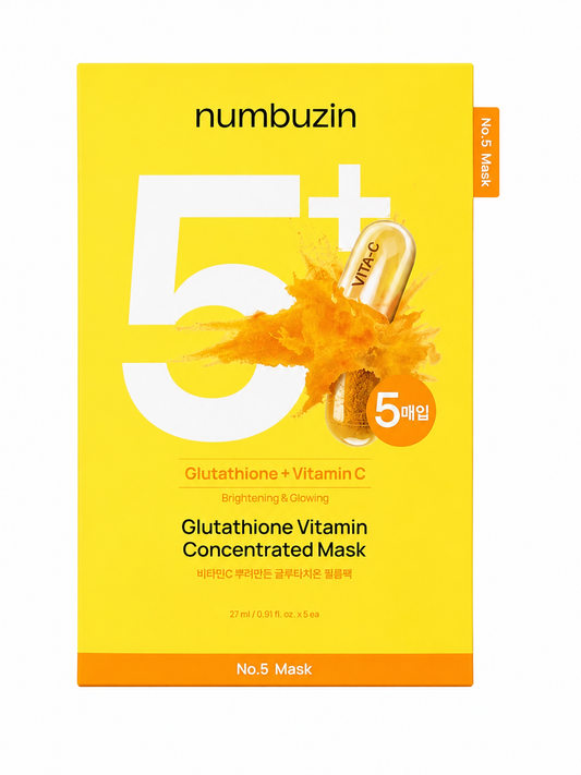 [Numbuzin] No.5 Glutathione Vitamin Concentrated Sheet Mask x 5 Sheets (27ml)