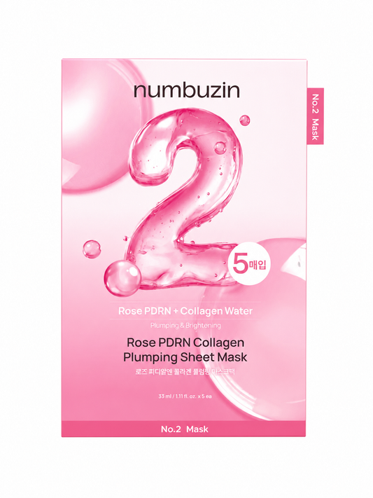 [Numbuzin] No.2 Rose PDRN Collagen Water Sheet Mask x 5 Sheets (27ml)