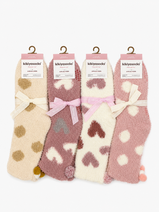 [Kozy House] Anti-Slip Pastel Fleece Sleeping Socks for Women
