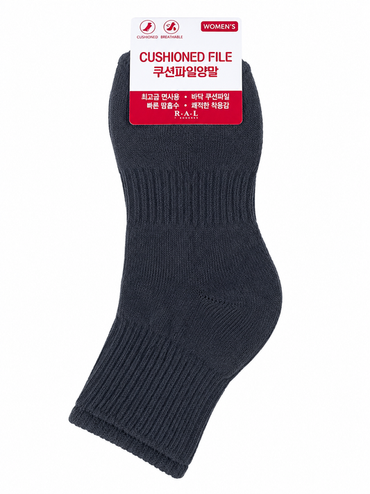 [Kozy House] Cushioned File Quarter Crew Socks - 5 Pairs Pack