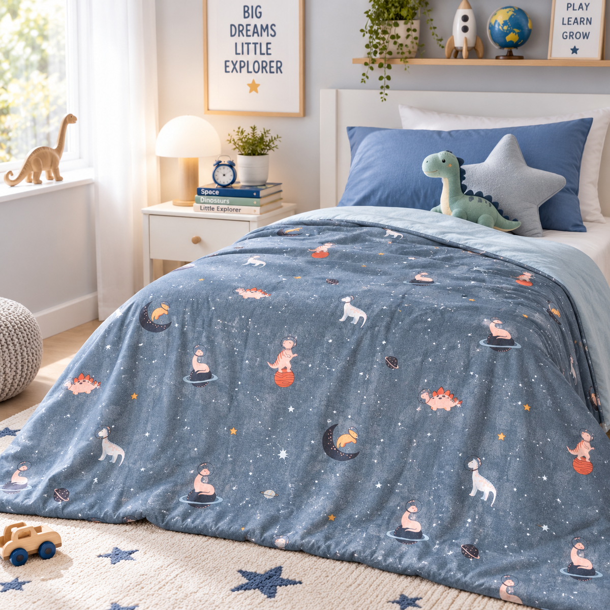 [Kozy House] Korean Kids 60s Modal Corn Fibre Blanket – Dinosaur Space