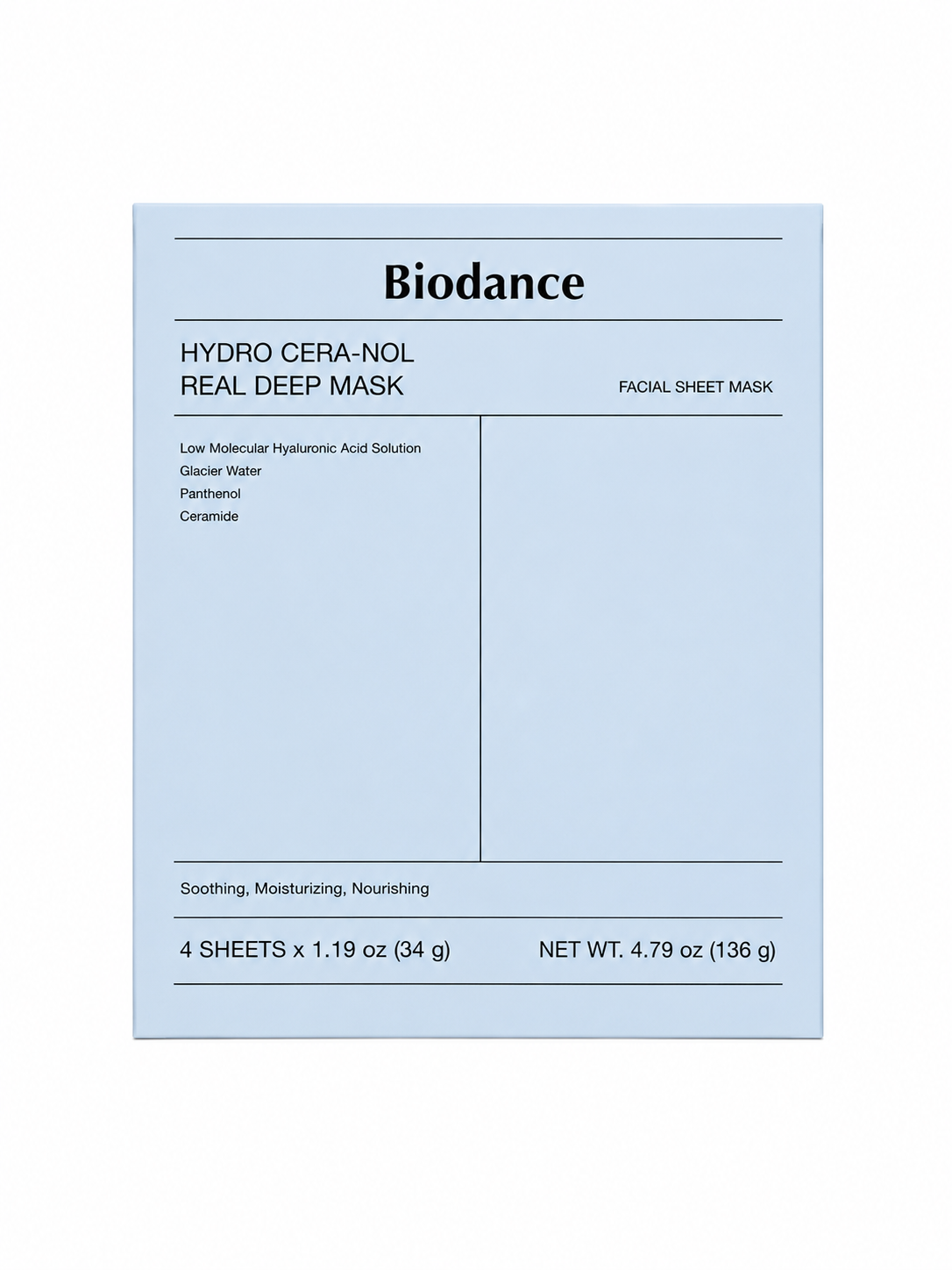 [Biodance] HYDRO CERA-NOL REAL DEEP MASK Blue - 4 Sheets x 35g