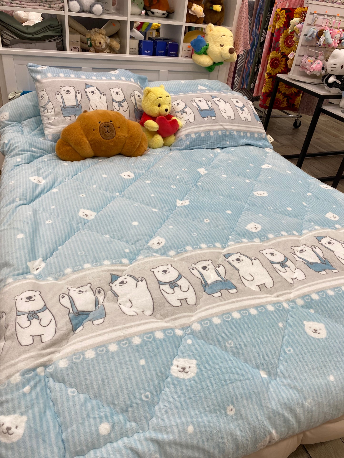 [Kozy House] 5mm Microfibre Burn-out Polar Bears Blanket S/D