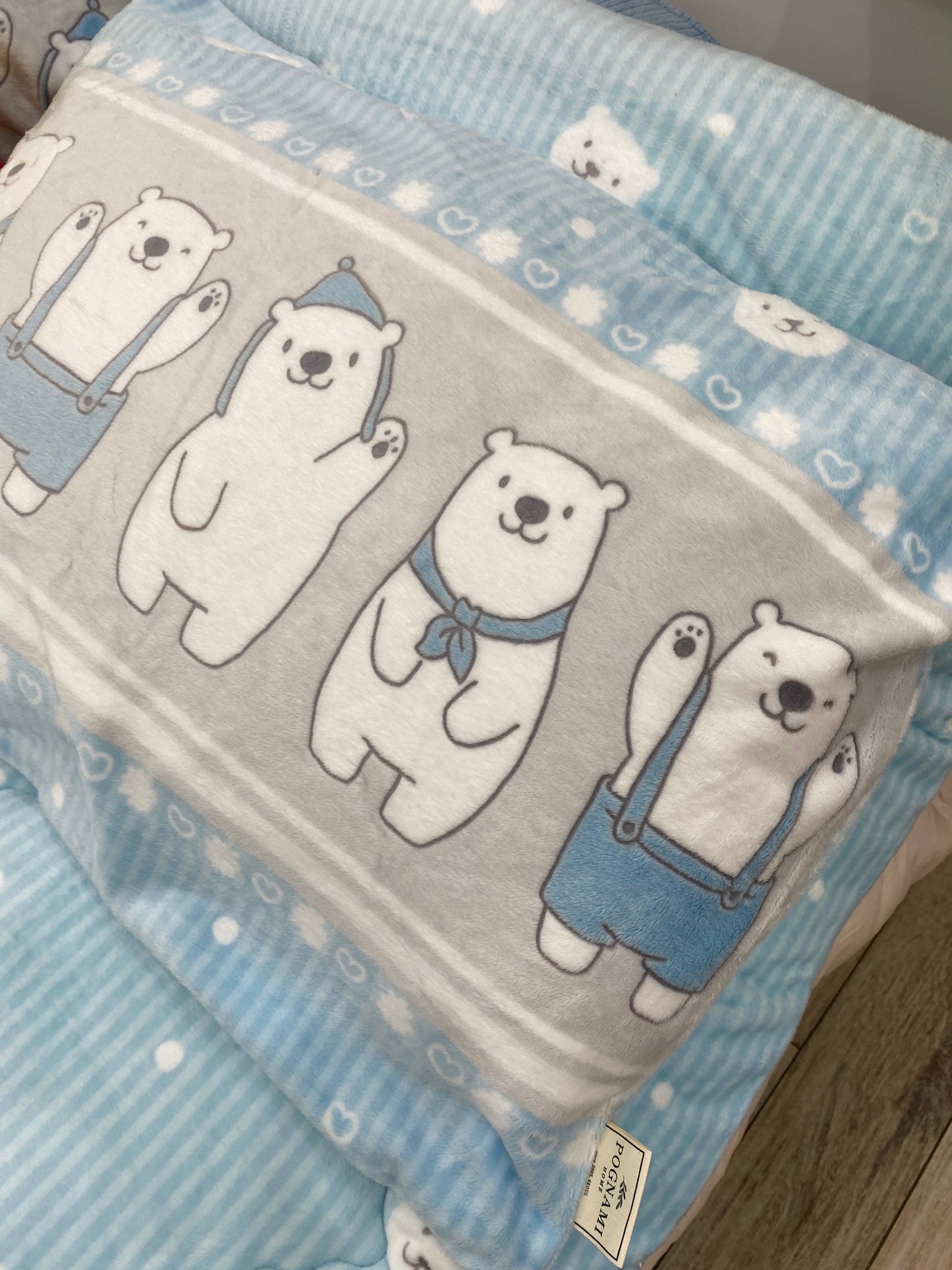 [Kozy House] 5mm Microfibre Burn-out Polar Bears Blanket S/D