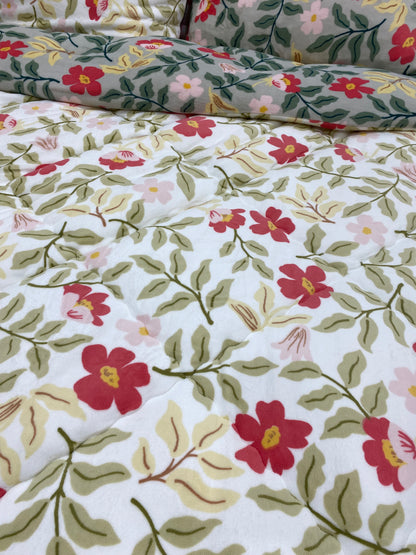 [Kozy House] Microfibre Leaf & Flower Blanket Q