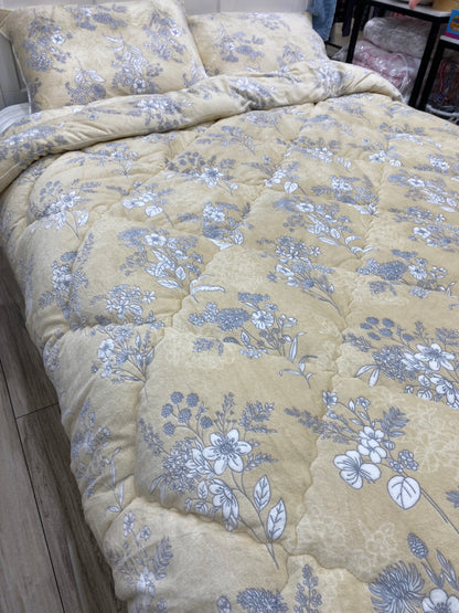 [Kozy House] Anne Floral Microfibre 5mm 3D Burn-Out Korean Winter Comforter Set