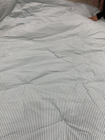[Kozy House] Korean 60s Bio-Washed Cotton Comforter – Blue Stripe | Queen