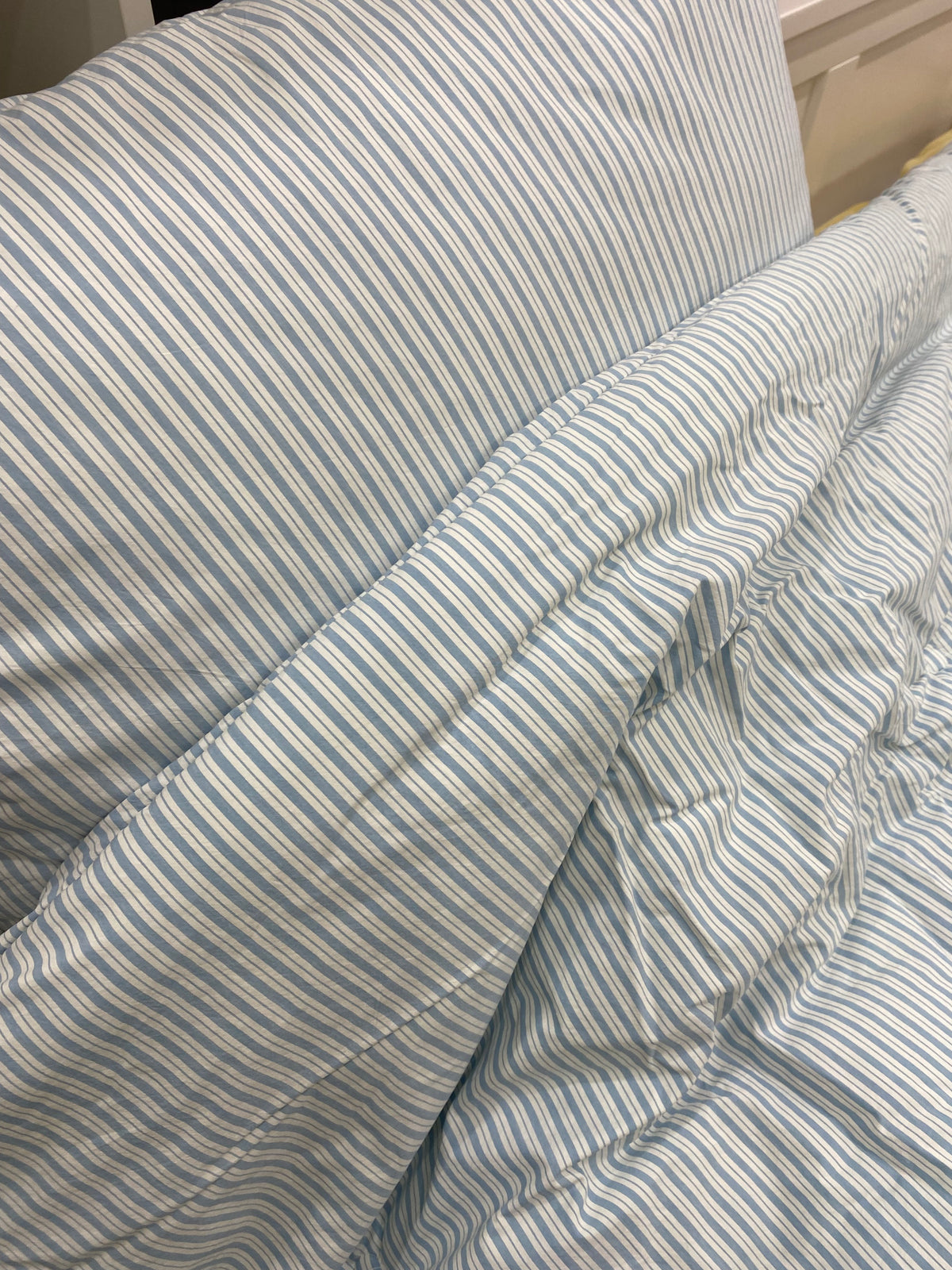 [Kozy House] Korean 60s Bio-Washed Cotton Comforter – Blue Stripe | Queen