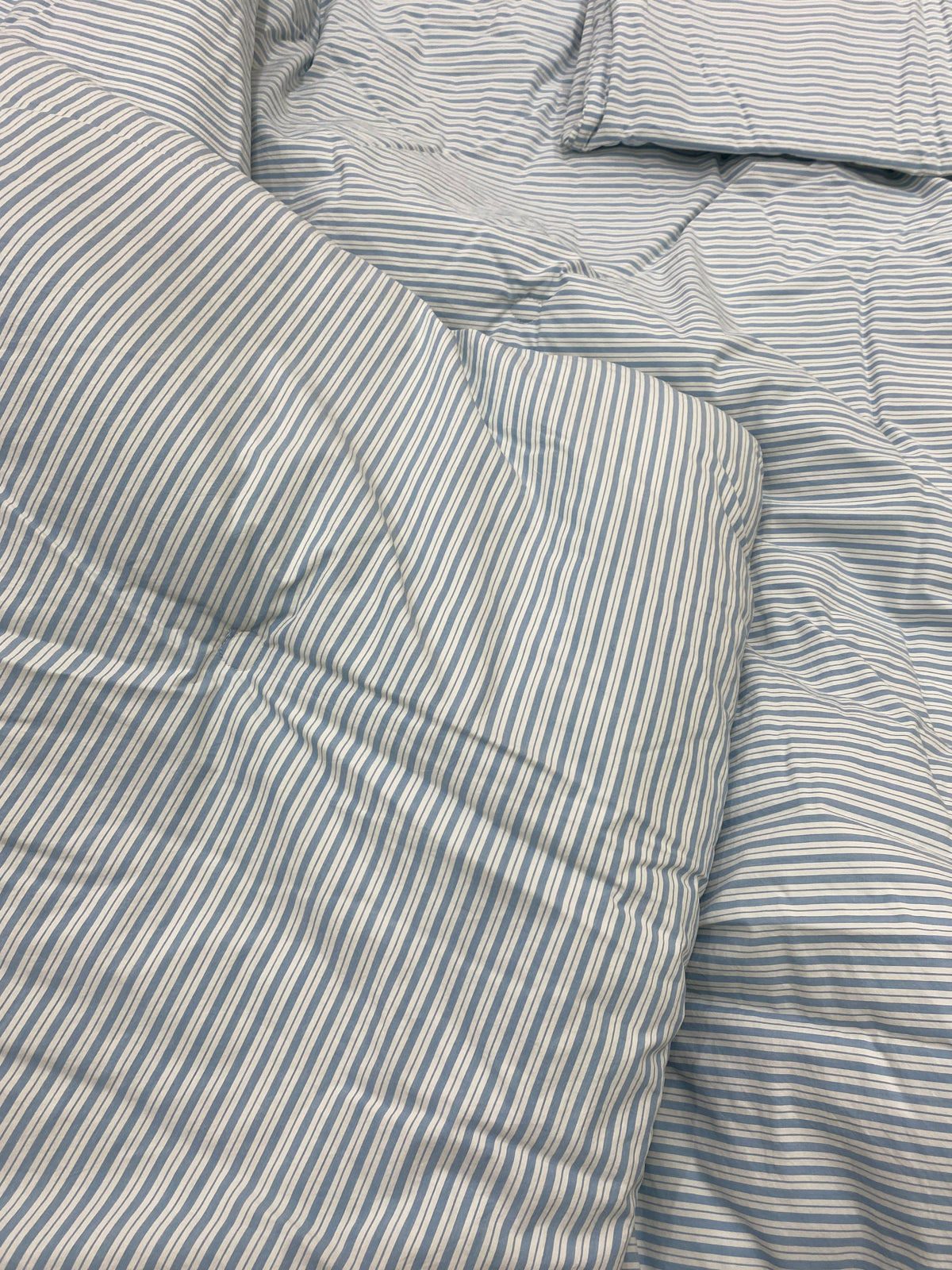 [Kozy House] Korean 60s Bio-Washed Cotton Comforter – Blue Stripe | Queen