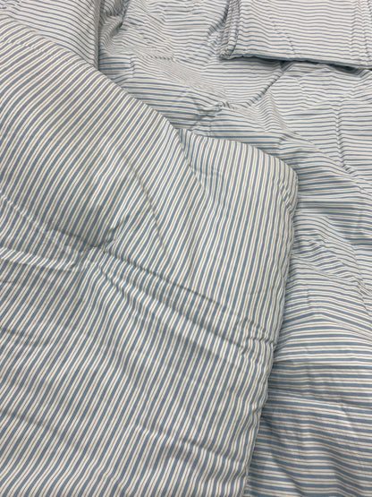 [Kozy House] Korean 60s Bio-Washed Cotton Comforter – Blue Stripe | Queen