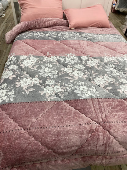 [Kozy House] Korean 5mm Microfiber Winter Comforter – Floral Pink Q