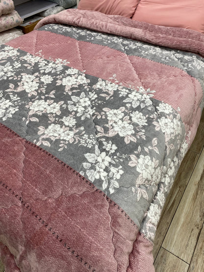 [Kozy House] Korean 5mm Microfiber Winter Comforter – Floral Pink Q