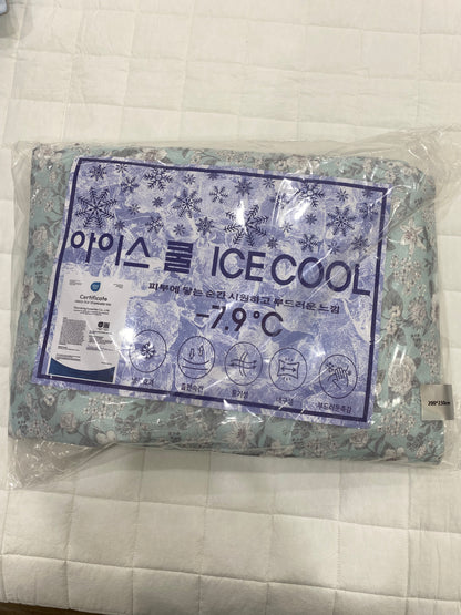 [Kozy House] Korean Ice Cool Summer Blanket -7.9ºC - Mint Floral Pattern Q/K