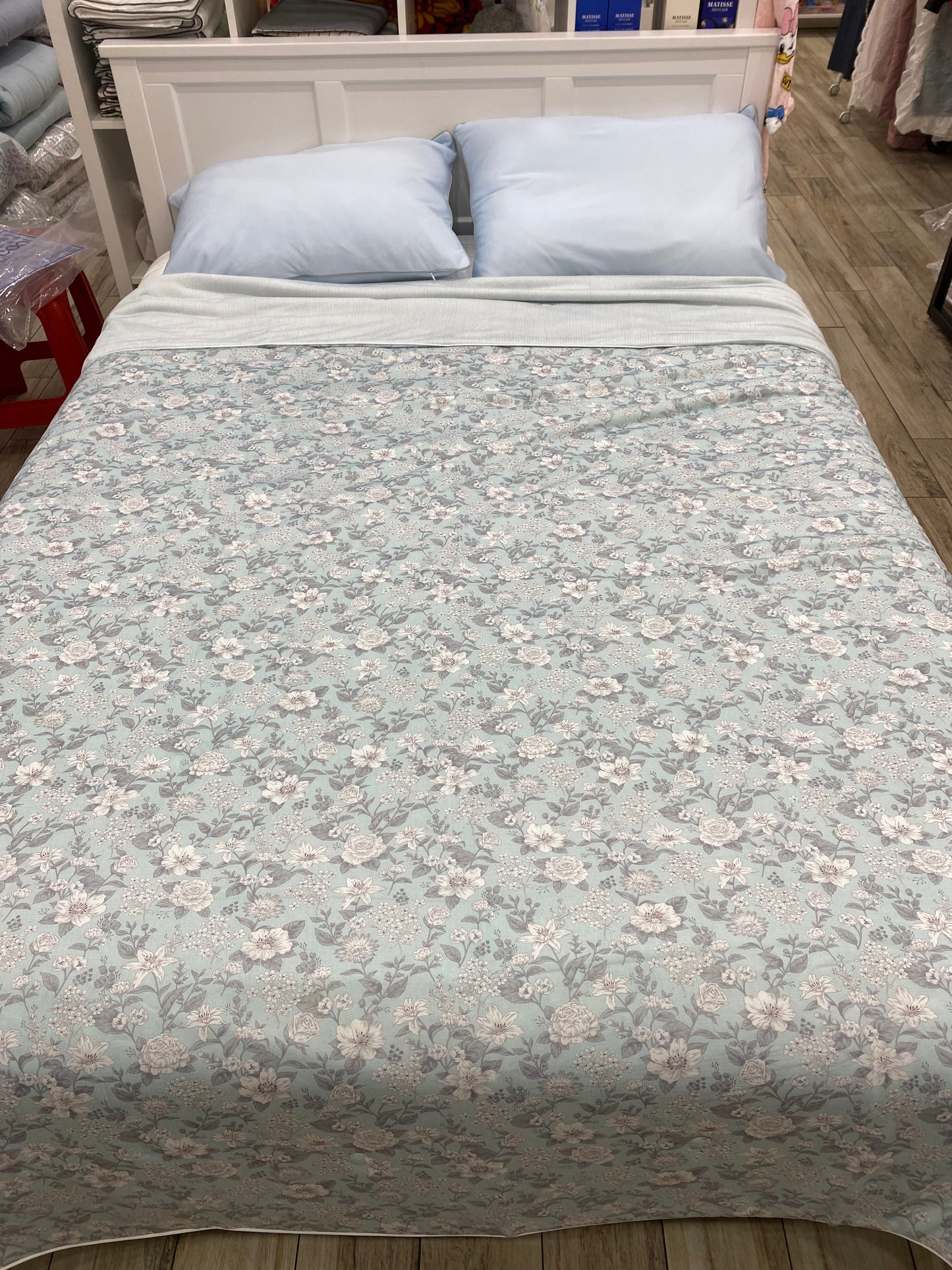 [Kozy House] Korean Ice Cool Summer Blanket -7.9ºC - Mint Floral Pattern Q/K