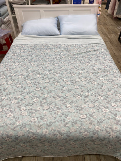 [Kozy House] Korean Ice Cool Summer Blanket -7.9ºC - Mint Floral Pattern Q/K