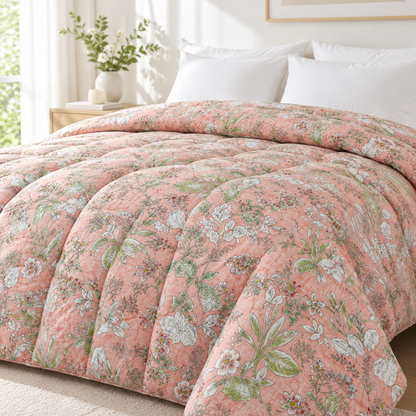 Arangju Korean Cotton Floral Comforter – Peach Coral