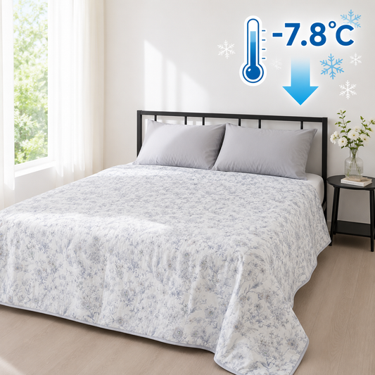 Korean Floral Ice Cooling Summer Blanket – -7.8°C Cool Touch