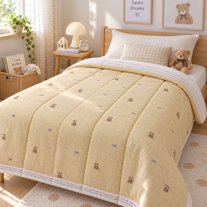 Kids Teddy Bear Semi-Microfiber Korean Comforter – Single Size